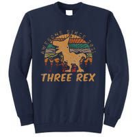 Three Rex 3rd Birthday Gift Third Dinosaur 3 Year Old Tall Sweatshirt