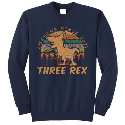 Three Rex 3rd Birthday Gift Third Dinosaur 3 Year Old Tall Sweatshirt