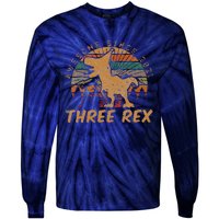 Three Rex 3rd Birthday Gift Third Dinosaur 3 Year Old Tie-Dye Long Sleeve Shirt