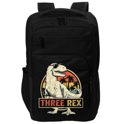 Three Rex 3rd Birthday Third Dinosaur 3 Year Old Impact Tech Backpack