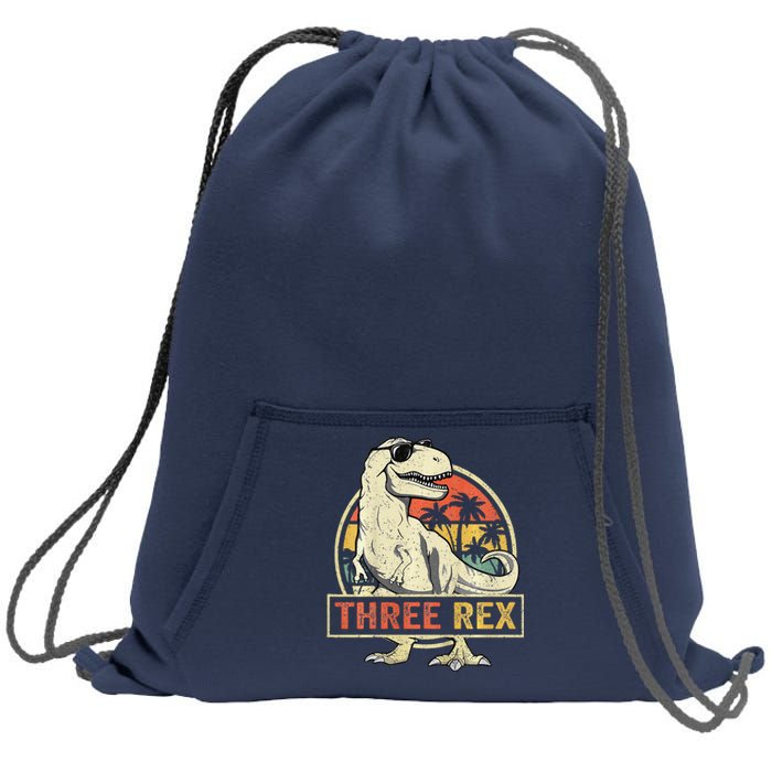 Three Rex 3rd Birthday Third Dinosaur 3 Year Old Sweatshirt Cinch Pack Bag