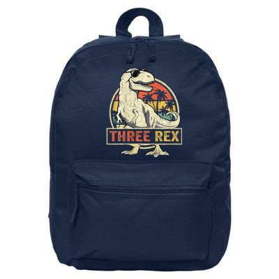 Three Rex 3rd Birthday Third Dinosaur 3 Year Old 16 in Basic Backpack