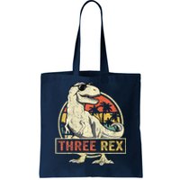 Three Rex 3rd Birthday Third Dinosaur 3 Year Old Tote Bag