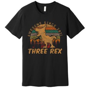 Three Rex 3rd Birthday Gift Third Dinosaur 3 Year Old Premium T-Shirt