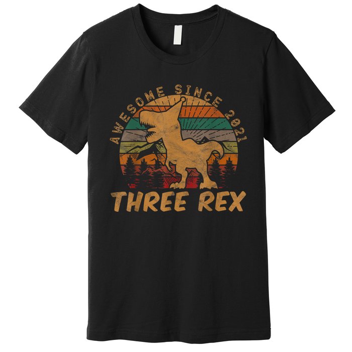 Three Rex 3rd Birthday Gift Third Dinosaur 3 Year Old Premium T-Shirt