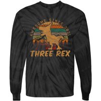 Three Rex 3rd Birthday Gift Third Dinosaur 3 Year Old Tie-Dye Long Sleeve Shirt