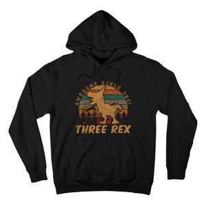 Three Rex 3rd Birthday Gift Third Dinosaur 3 Year Old Tall Hoodie