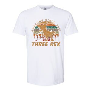 Three Rex 3rd Birthday Gift Third Dinosaur 3 Year Old Softstyle CVC T-Shirt