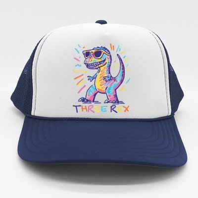 Three Rex 3rd Birthday Gifts Third Dinosaur Boy 3 Years Old Trucker Hat