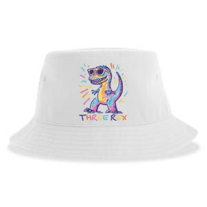 Three Rex 3rd Birthday Gifts Third Dinosaur Boy 3 Years Old Sustainable Bucket Hat