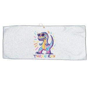 Three Rex 3rd Birthday Gifts Third Dinosaur Boy 3 Years Old Large Microfiber Waffle Golf Towel