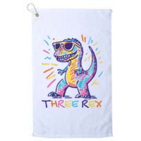 Three Rex 3rd Birthday Gifts Third Dinosaur Boy 3 Years Old Platinum Collection Golf Towel