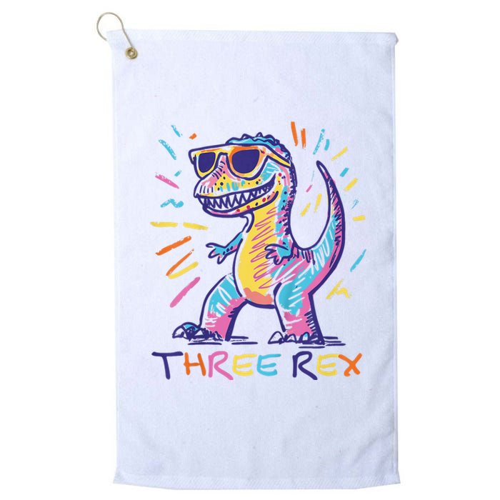 Three Rex 3rd Birthday Gifts Third Dinosaur Boy 3 Years Old Platinum Collection Golf Towel