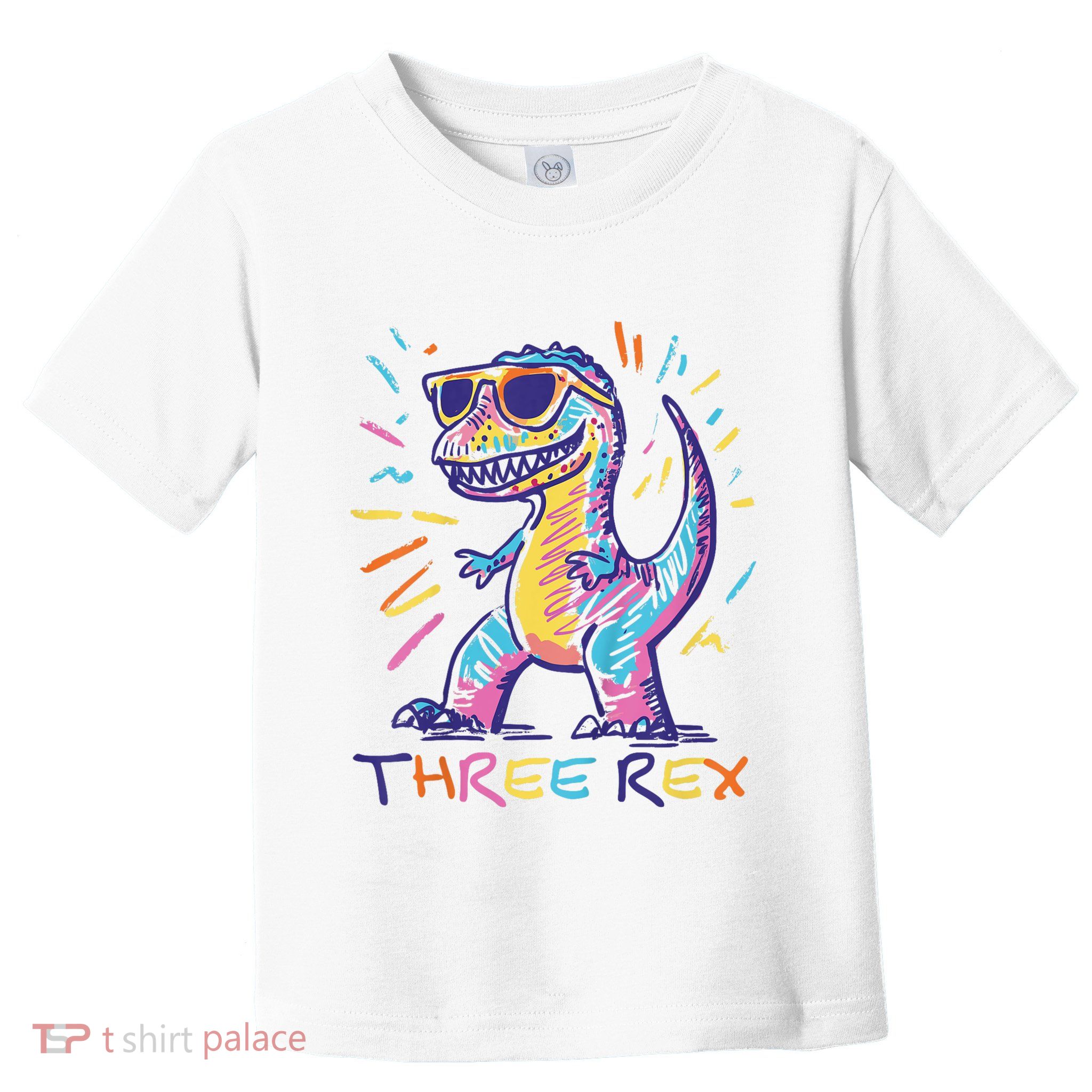 Three Rex 3rd Birthday Gifts Third Dinosaur Boy 3 Years Old Toddler T-Shirt