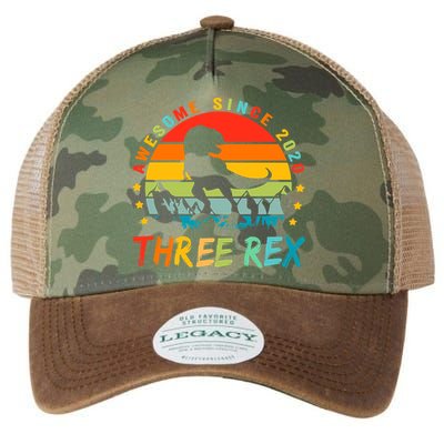 Three Rex 3rd Birthday Third Dinosaur 3 Year Old Legacy Tie Dye Trucker Hat