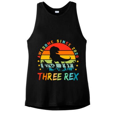 Three Rex 3rd Birthday Third Dinosaur 3 Year Old Ladies PosiCharge Tri-Blend Wicking Tank