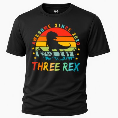 Three Rex 3rd Birthday Third Dinosaur 3 Year Old Performance Shirt