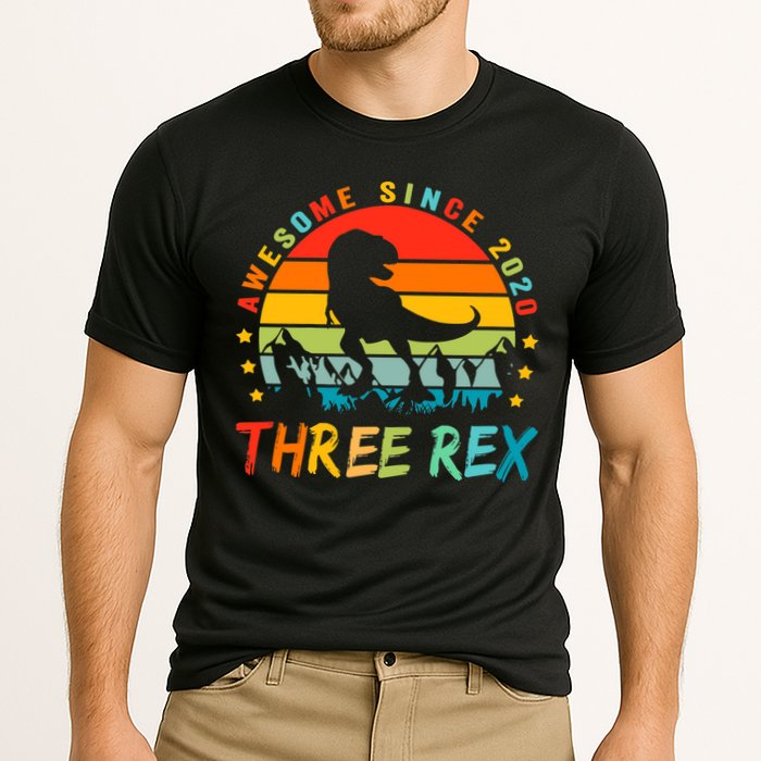 Three Rex 3rd Birthday Third Dinosaur 3 Year Old Performance Shirt
