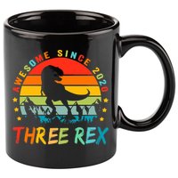 Three Rex 3rd Birthday Third Dinosaur 3 Year Old 11oz C Handle Ceramic Mug
