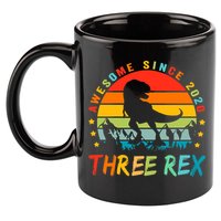 Three Rex 3rd Birthday Third Dinosaur 3 Year Old 11oz C Handle Ceramic Mug