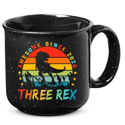 Three Rex 3rd Birthday Third Dinosaur 3 Year Old 15oz Campfire Ceramic Mug