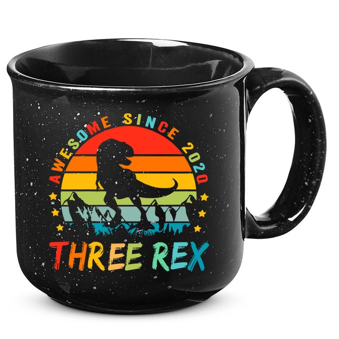 Three Rex 3rd Birthday Third Dinosaur 3 Year Old 15oz Campfire Ceramic Mug