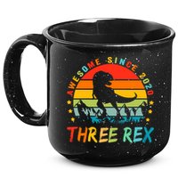 Three Rex 3rd Birthday Third Dinosaur 3 Year Old 15oz Campfire Ceramic Mug