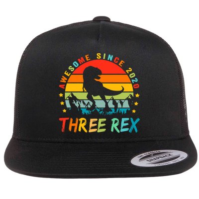 Three Rex 3rd Birthday Third Dinosaur 3 Year Old Flatbill Hat