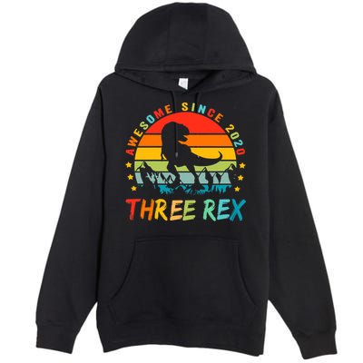 Three Rex 3rd Birthday Third Dinosaur 3 Year Old Premium Pullover Hoodie