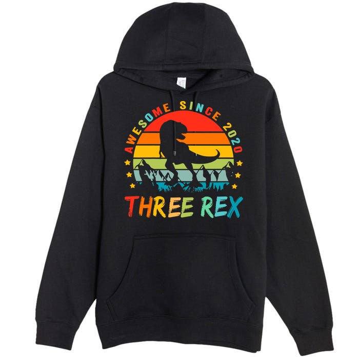 Three Rex 3rd Birthday Third Dinosaur 3 Year Old Premium Pullover Hoodie