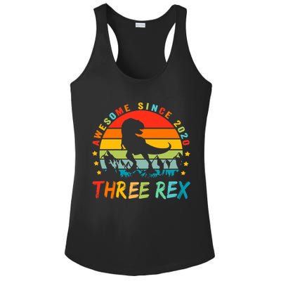 Three Rex 3rd Birthday Third Dinosaur 3 Year Old Ladies PosiCharge Competitor Racerback Tank