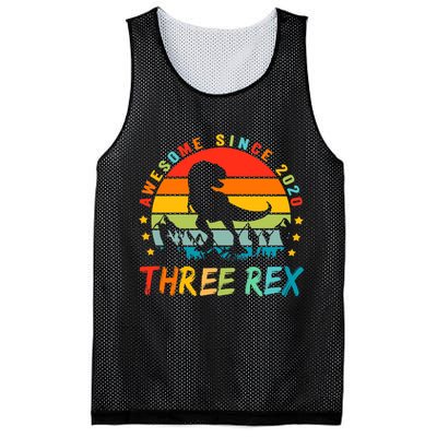 Three Rex 3rd Birthday Third Dinosaur 3 Year Old Mesh Reversible Basketball Jersey Tank