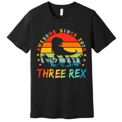 Three Rex 3rd Birthday Third Dinosaur 3 Year Old Premium T-Shirt