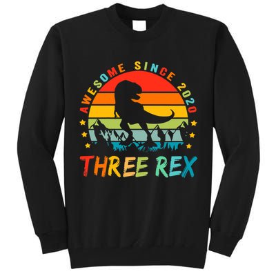 Three Rex 3rd Birthday Third Dinosaur 3 Year Old Tall Sweatshirt