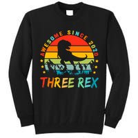 Three Rex 3rd Birthday Third Dinosaur 3 Year Old Tall Sweatshirt