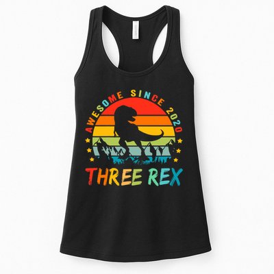 Three Rex 3rd Birthday Third Dinosaur 3 Year Old Womens Tank Top