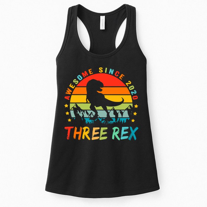 Three Rex 3rd Birthday Third Dinosaur 3 Year Old Womens Tank Top