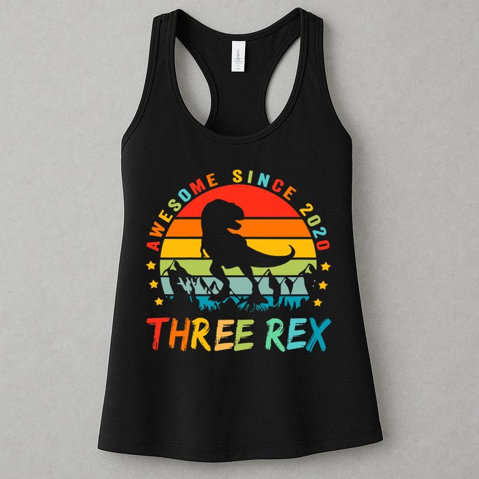Three Rex 3rd Birthday Third Dinosaur 3 Year Old Womens Tank Top