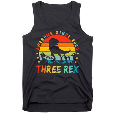 Three Rex 3rd Birthday Third Dinosaur 3 Year Old Tank Top