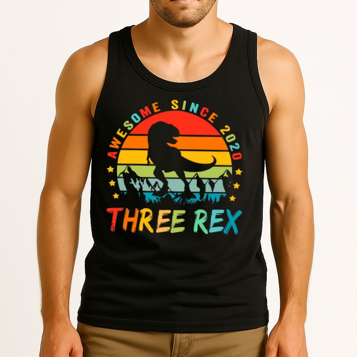Three Rex 3rd Birthday Third Dinosaur 3 Year Old Tank Top