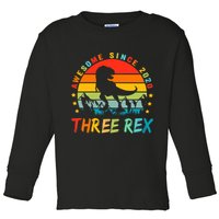 Three Rex 3rd Birthday Third Dinosaur 3 Year Old Toddler Long Sleeve Shirt