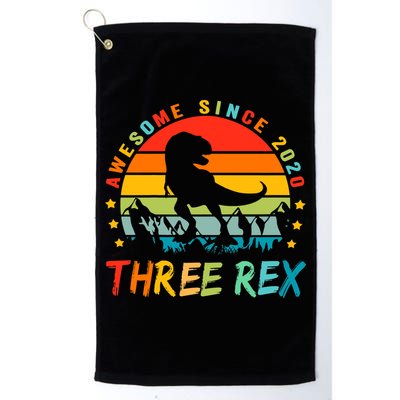 Three Rex 3rd Birthday Third Dinosaur 3 Year Old Golf Towel