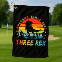 Three Rex 3rd Birthday Third Dinosaur 3 Year Old Golf Towel