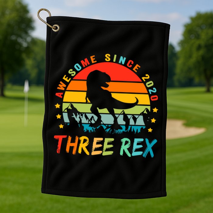 Three Rex 3rd Birthday Third Dinosaur 3 Year Old Golf Towel
