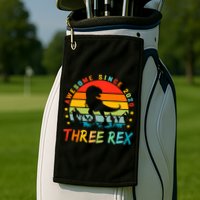 Three Rex 3rd Birthday Third Dinosaur 3 Year Old Golf Towel