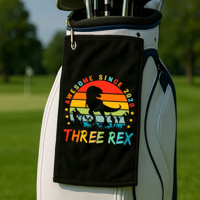 Three Rex 3rd Birthday Third Dinosaur 3 Year Old Golf Towel