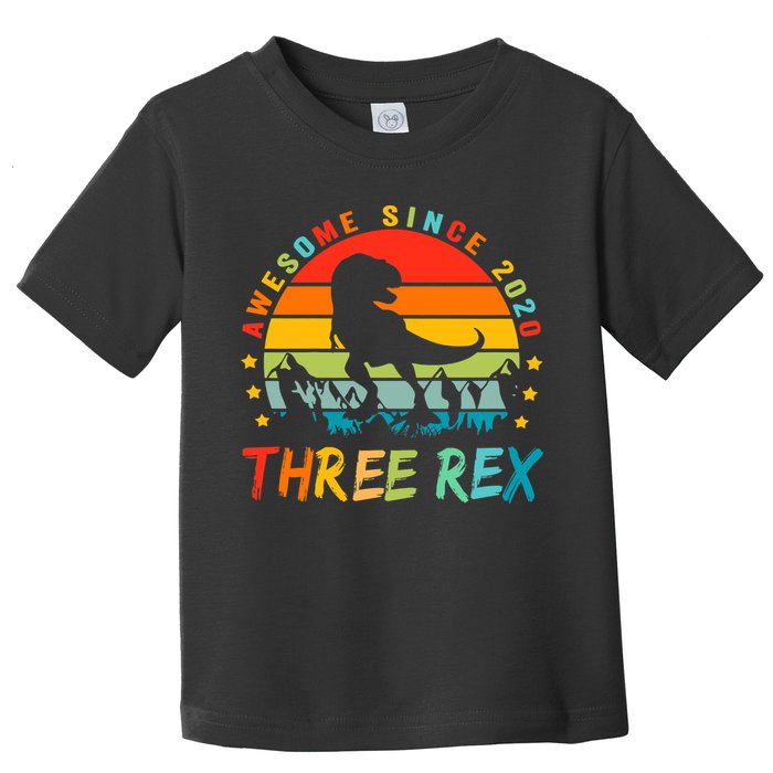 Three Rex 3rd Birthday Third Dinosaur 3 Year Old Toddler T-Shirt