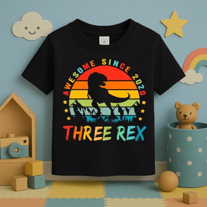 Three Rex 3rd Birthday Third Dinosaur 3 Year Old Toddler T-Shirt