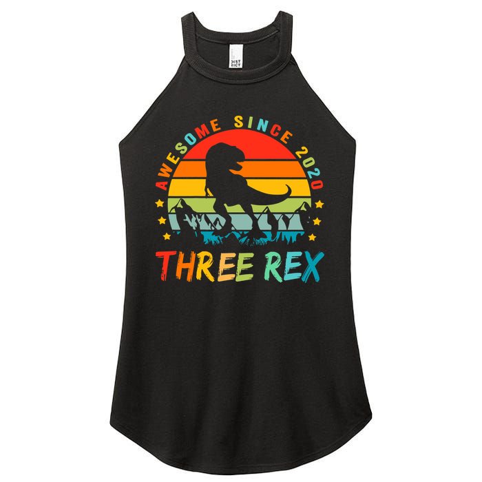 Three Rex 3rd Birthday Third Dinosaur 3 Year Old Women's Perfect Tri Rocker Tank