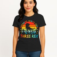 Three Rex 3rd Birthday Third Dinosaur 3 Year Old Womens T-Shirt
